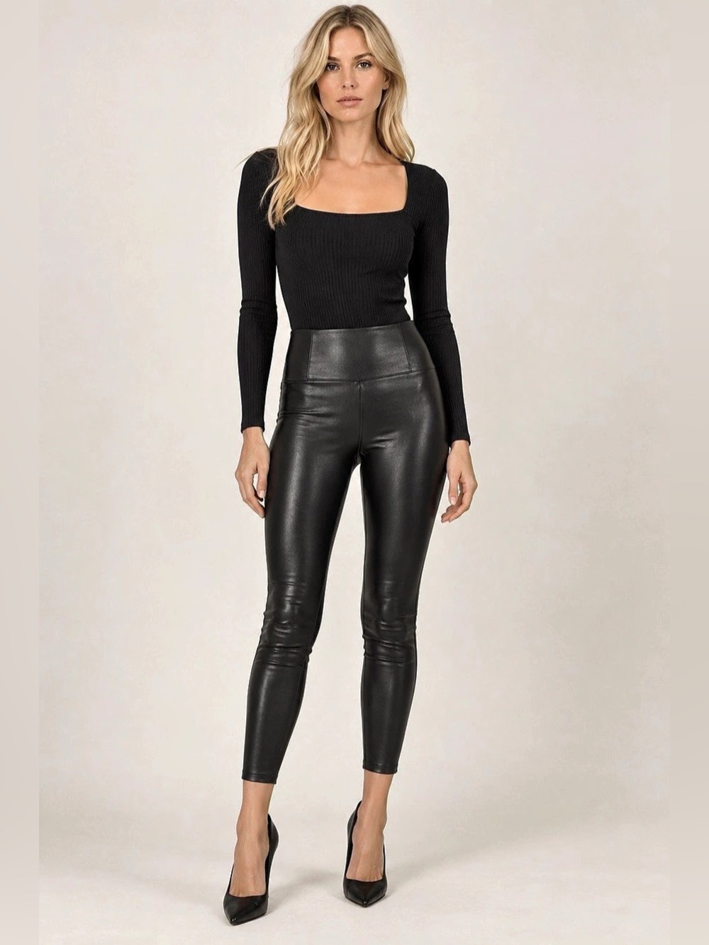 Aritzia Wilfred Free Daria Pant Vegan Leather Leggings Black XS High Rise